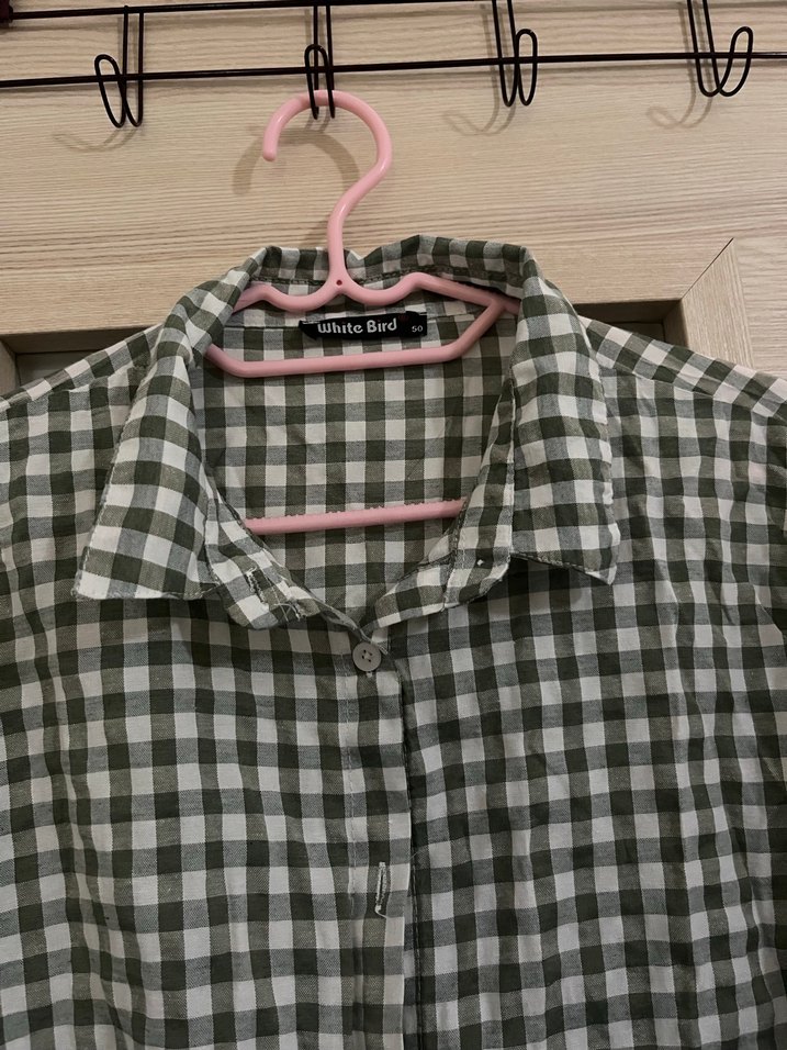 Kadın Gri Kareli Uzun Kollu Gömlek - Görsel 2