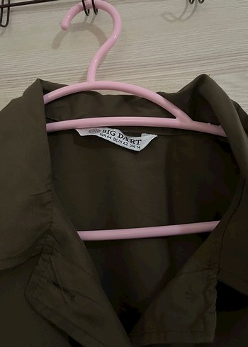 Düğmeli Uzun Kahverengi Keten Kadın Trençkot - Görsel 2