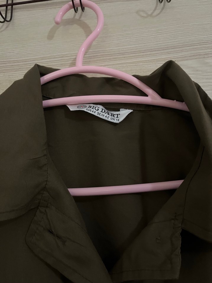 Düğmeli Uzun Kahverengi Keten Kadın Trençkot - Görsel 2