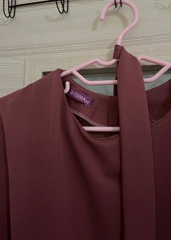 Bordo Uzun Kollu Fırfırlı Uzun Elbise - Görsel 2