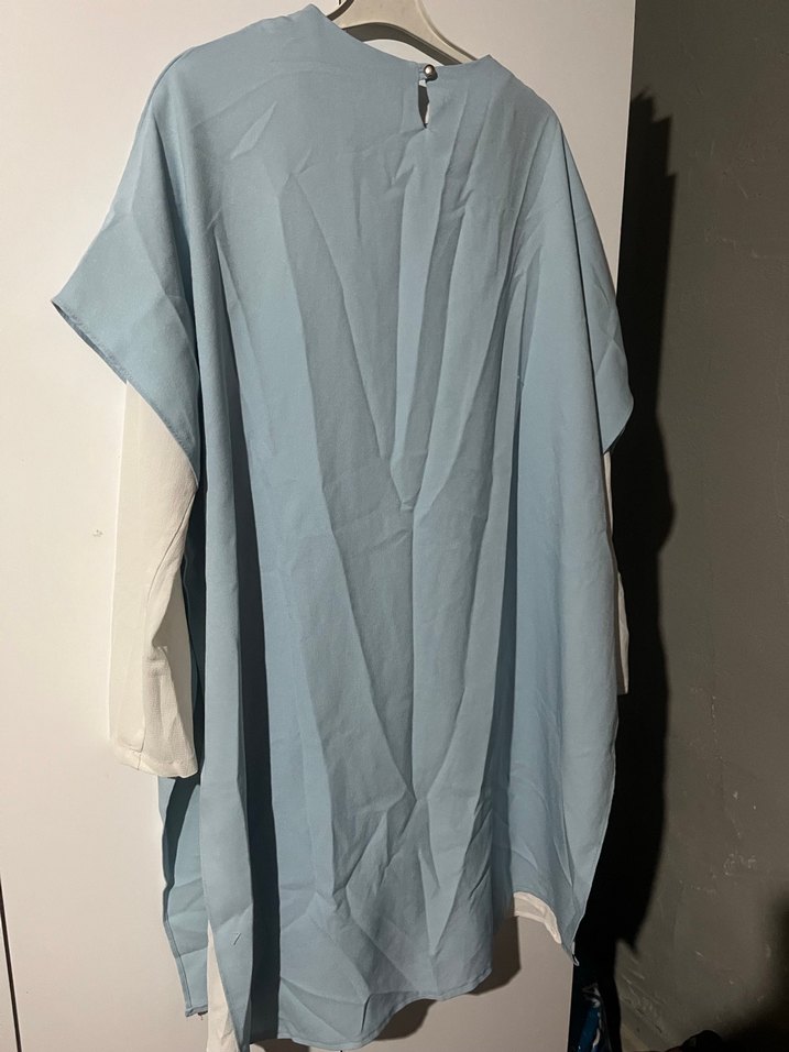 Mavi Midi Kadın Tunik, Kısa Kollu, Yaka Detaylı - Görsel 3