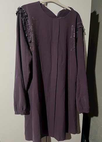 Uzun Mor Kadın Tunik, Salaş Kesim, Draperi takım - Görsel 2