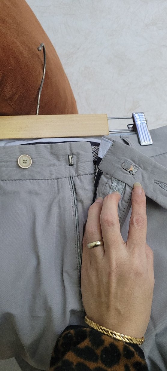 Gri Erkek Regular Fit Kemerli Pantolon - Görsel 4