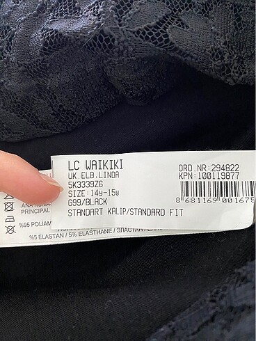 13-14 Yaş Beden Siyah dantelli elbise