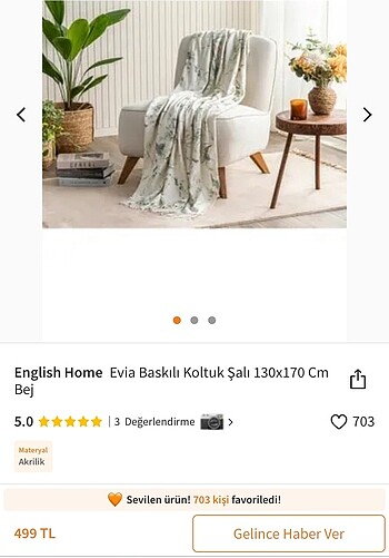 English Home Koltuk Şalı