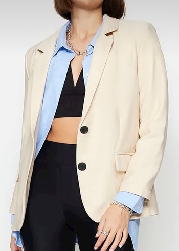 Bej Kadın Blazer Ceket