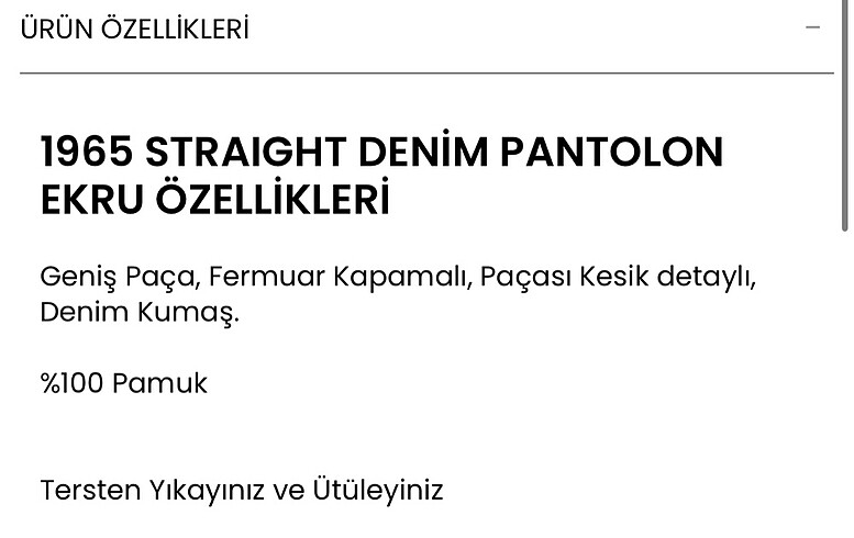 m Beden beyaz Renk Kot pantolon