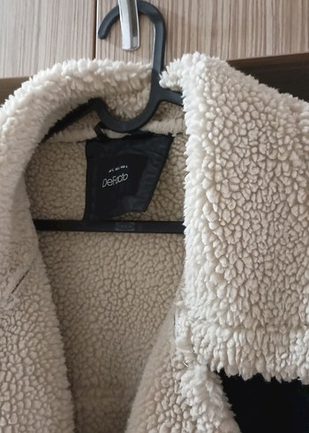 Kürk Detaylı siyah Kadın Süet Kaban - Görsel 3