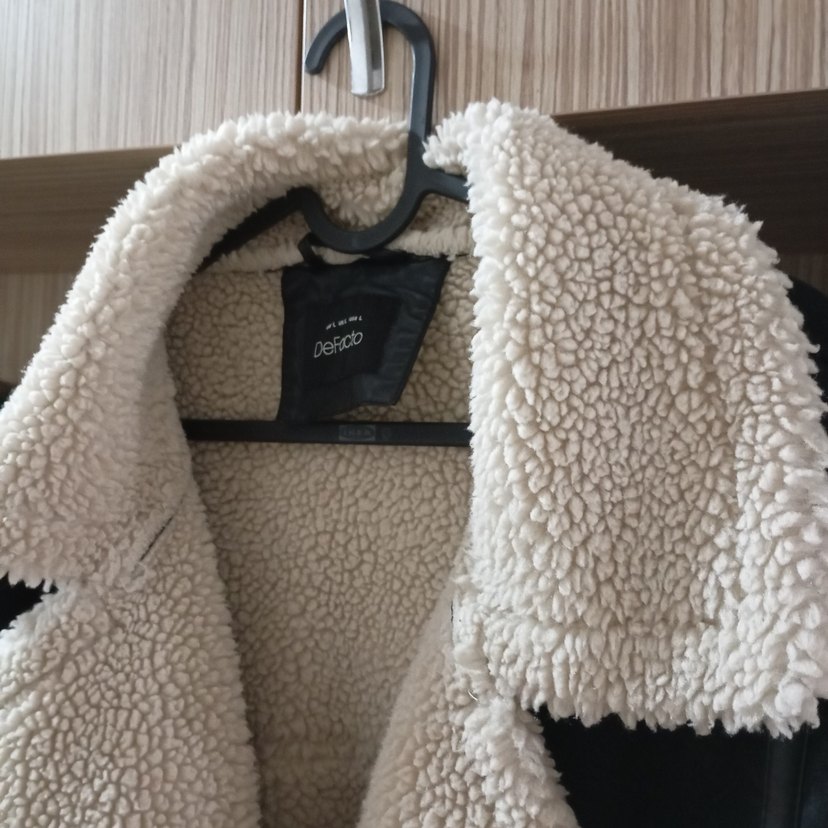 Kürk Detaylı siyah Kadın Süet Kaban - Görsel 3