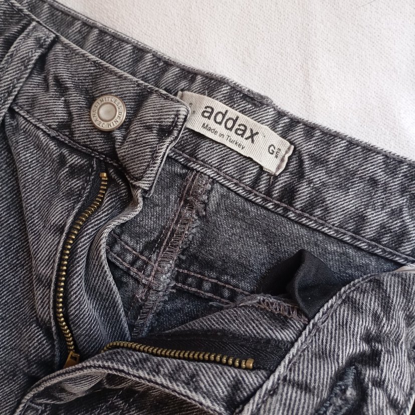 Gri Düğmeli Kadın Denim Mini Etek - Görsel 2