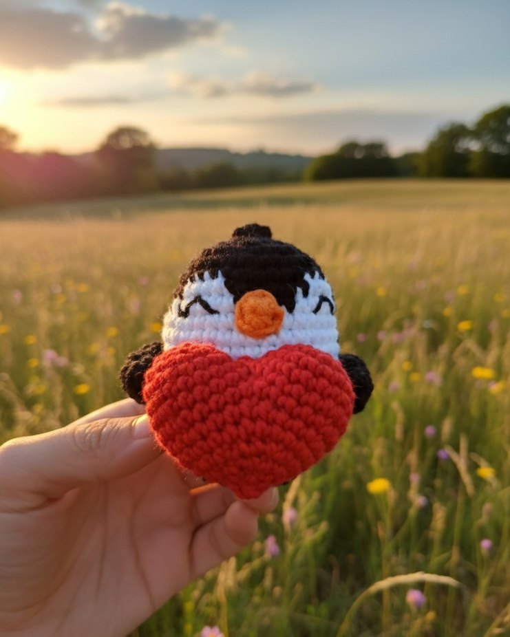 Renkli Amigurumi Penguen Peluş Oyuncak - Görsel 2
