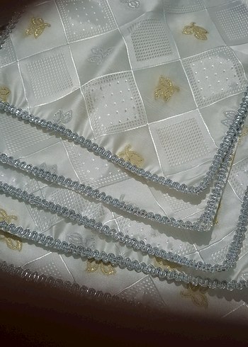 İşlemeli Beyaz Parlak supla - Görsel 2