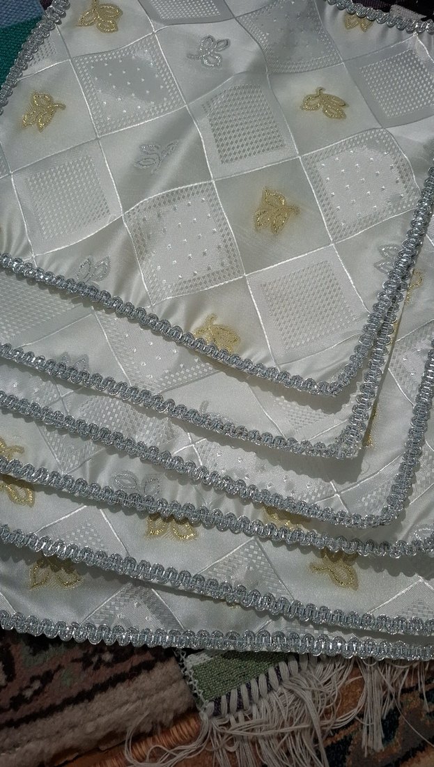 İşlemeli Beyaz Parlak supla - Görsel 3