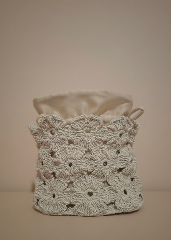 Örgü Beyaz Kadın Çanta - Görsel 3