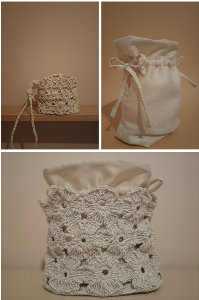 Örgü Beyaz Kadın Çanta - Görsel 2