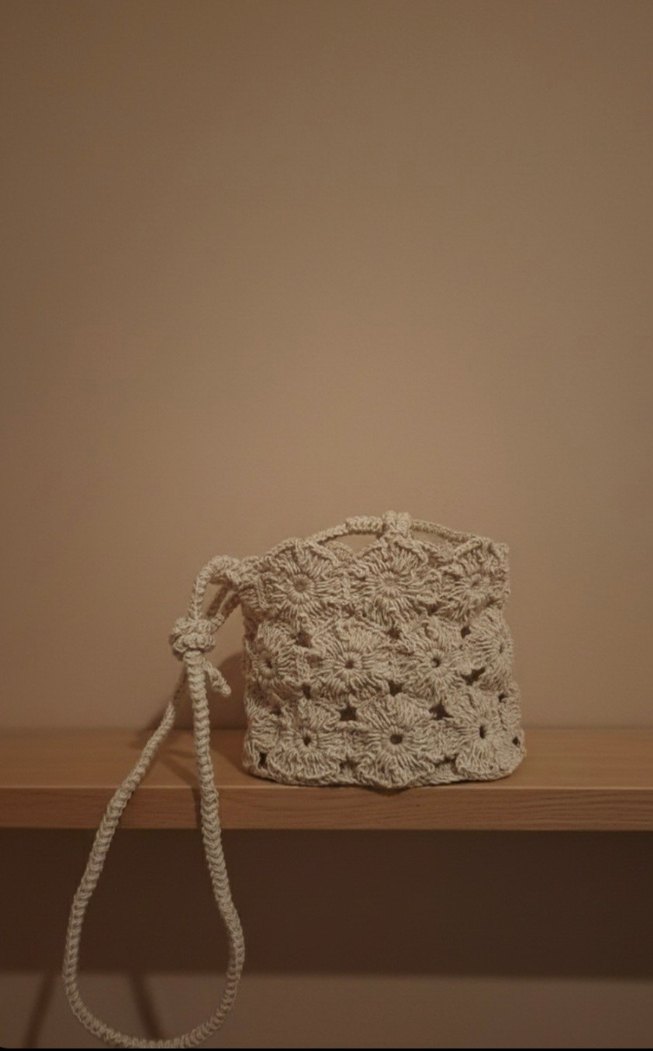 Örgü Beyaz Kadın Çanta - Görsel 5