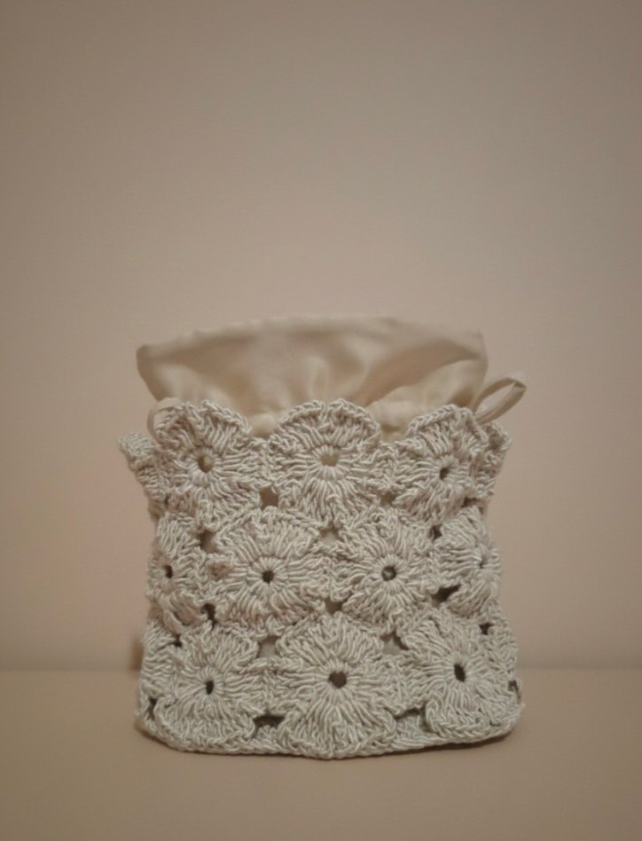 Örgü Beyaz Kadın Çanta - Görsel 3