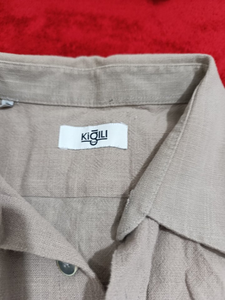 Kiğılı Bej Erkek Keten Gömlek Uzun Kollu - Görsel 2