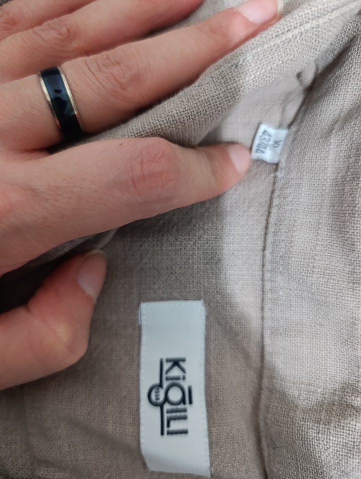 Kiğılı Bej Erkek Keten Gömlek Uzun Kollu - Görsel 3