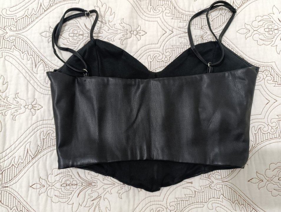 Zara Siyah Deri Crop Büstiyer — görsel 5/7