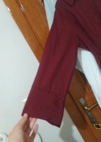 Diğer Bordo Uzun Keten Elbise