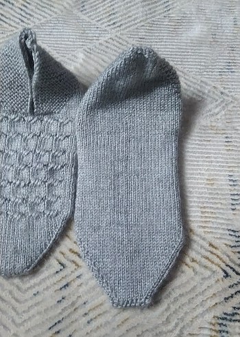 Erkek Gri Örgü Ev Patik - Görsel 3