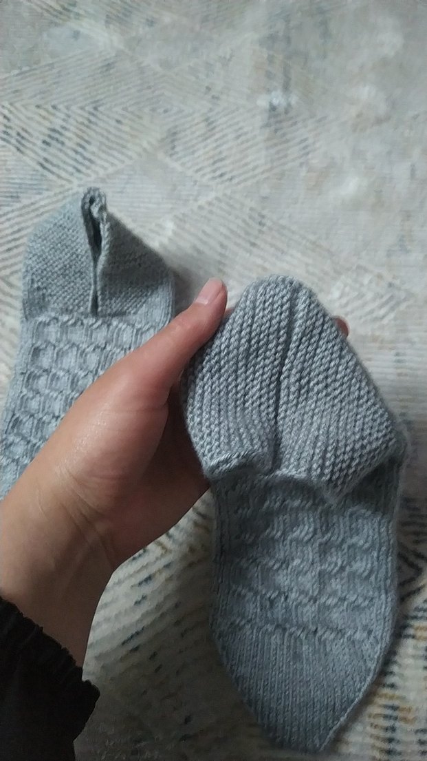 Erkek Gri Örgü Ev Patik - Görsel 4