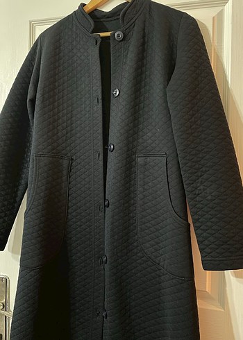 Düğmeli Siyah Uzun Kadın Kaban - Görsel 2