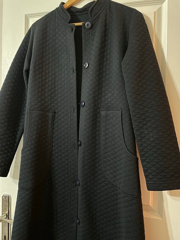 Düğmeli Siyah Uzun Kadın Kaban - Görsel 2