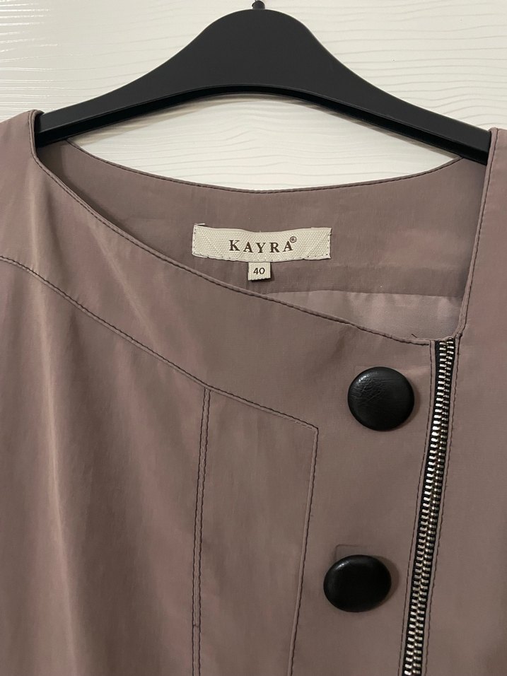 Düğmeli Bej Uzun Kadın Elbise - Görsel 2