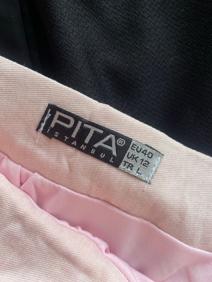 Pembe Nakışlı Uzun Keten Etek - Görsel 3