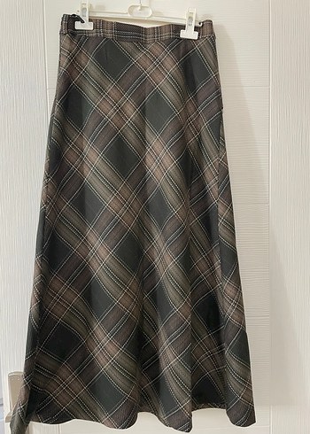 Ekose Desenli Uzun Pilili Kadın Etek - Görsel 4