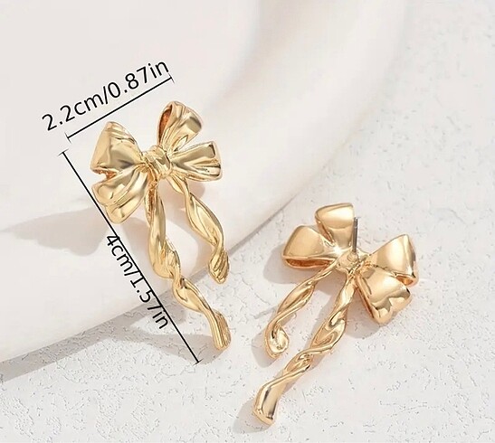 Beden Gold fiyonk kurdele küpe y2k Kore fairycore