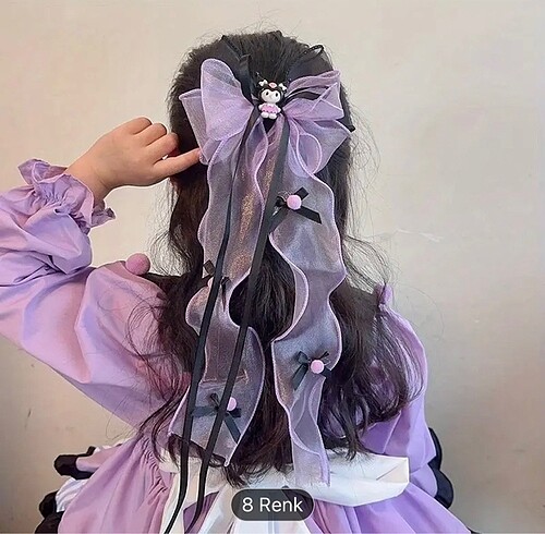 Kuromi fiyonk kurdele toka şifon Kore