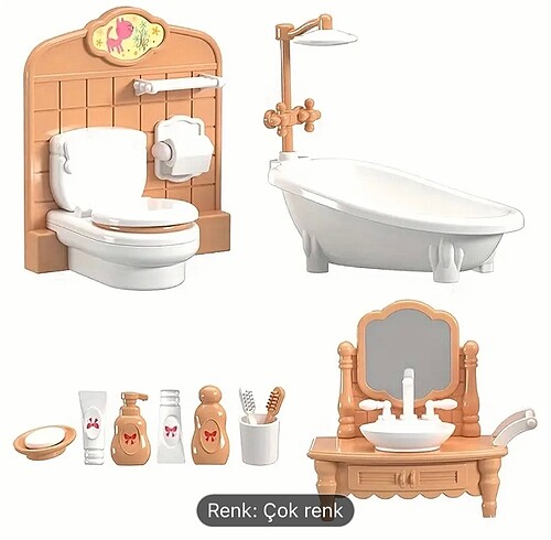 Minyatür banyo seti barbie sylvanianfamilies dollhouse