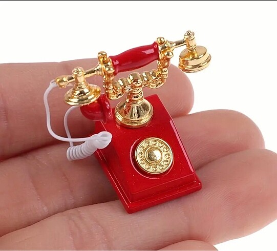 Vintage antika retro telefon barbie oyunevi minyatür