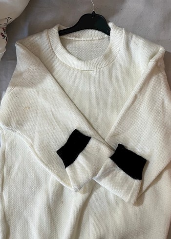 Beyaz Örgü Kadın Kazak - Görsel 2