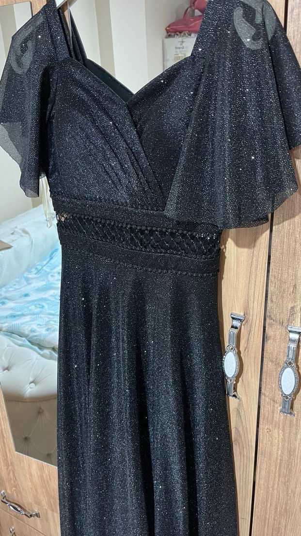 Siyah Uzun Abiye Elbise - Görsel 2