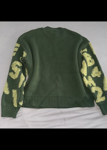 Yeşil Baskılı Örgü Kadın Kazak - Görsel 2