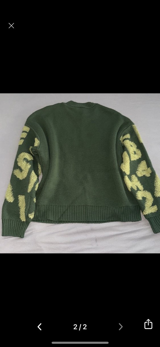 Yeşil Baskılı Örgü Kadın Kazak - Görsel 2