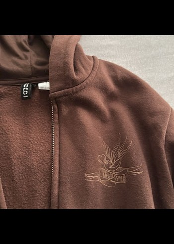 Kahverengi Kapüşonlu Fermuarlı Sweatshirt - Görsel 3