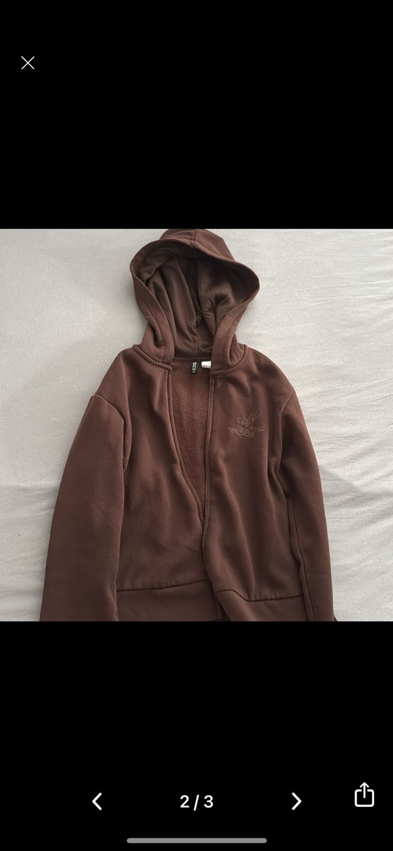 Kahverengi Kapüşonlu Fermuarlı Sweatshirt - Görsel 2