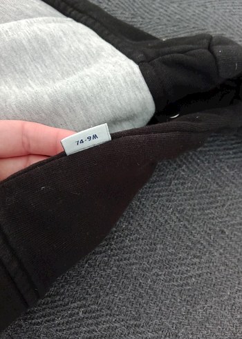 9-12 Ay Beden gri Renk Kapüşonlu Düğmeli Erkek Çocuk Ceket
