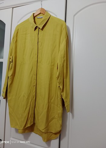 LC Waikiki Sarı Uzun Kollu Keten Kadın Gömlek