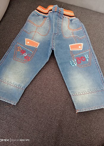 Nakışlı Mavi Erkek Çocuk Kot Pantolon