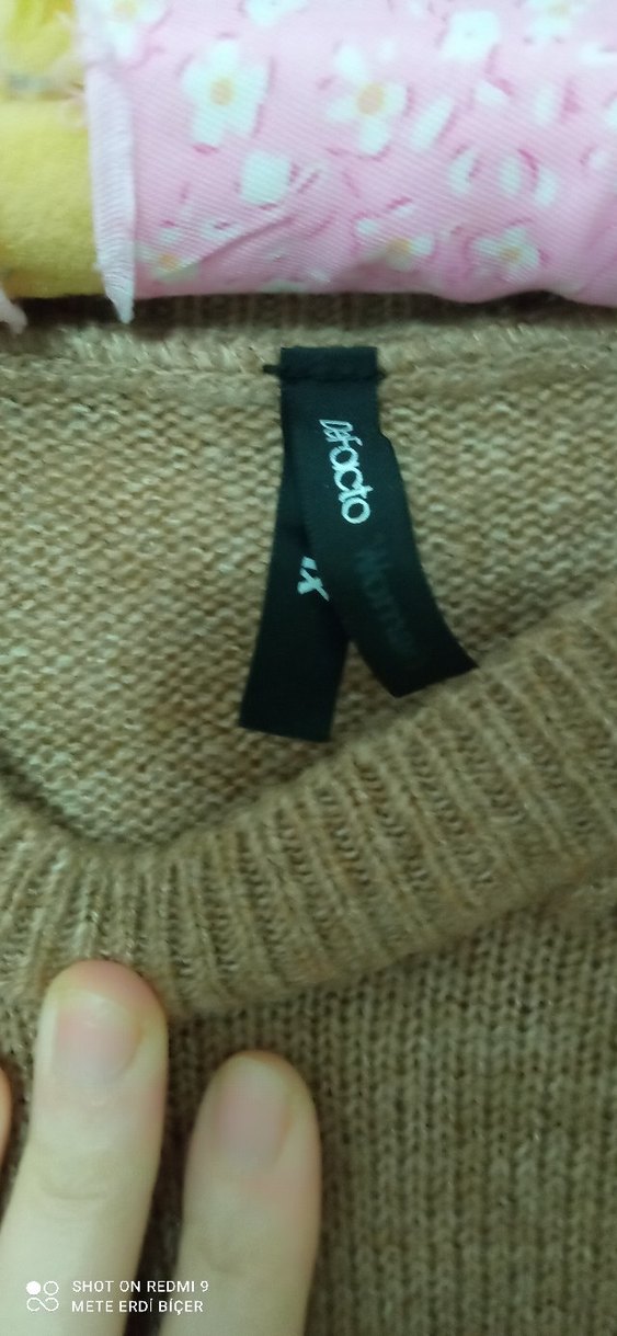 Bej Kadın Triko Kazak, Yuvarlak Yaka, Rahat Kesim - Görsel 3