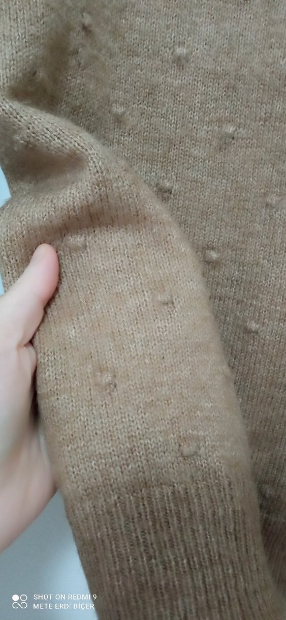 Bej Kadın Triko Kazak, Yuvarlak Yaka, Rahat Kesim - Görsel 2