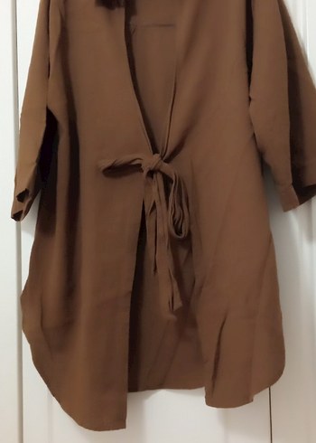 Kemerli Bej Midi Kadın tunik - Görsel 2