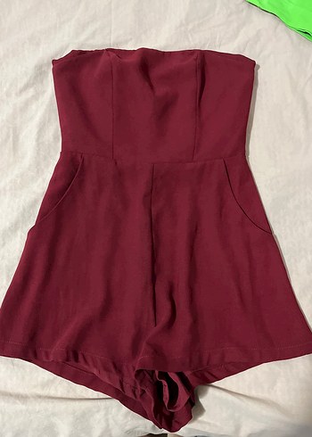 Kadın Bordo Straplez Midi Tulum