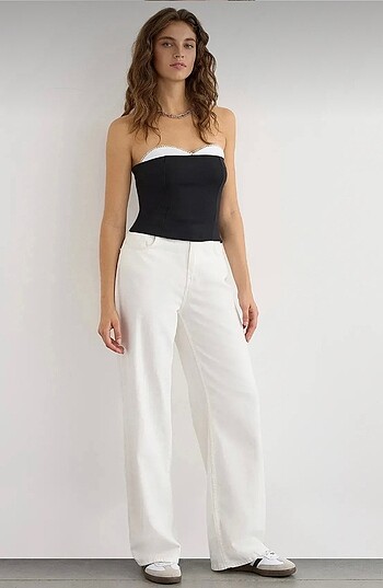 m Beden İki katlı korseli crop top